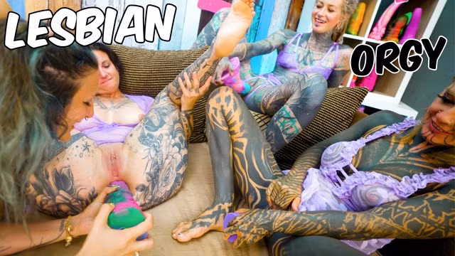 Lesbian Orgy – Anal &Amp; Squirt – Tattooed Girls Pleasuring Each Other’s Holes And Licking Pussy – Atm,