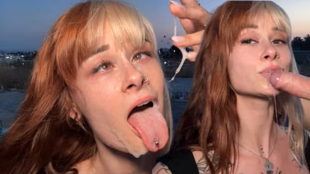 She Risks It Again: Public Outdoor Sloppy Deepthroat Milking – Ahegao Facial Finish
